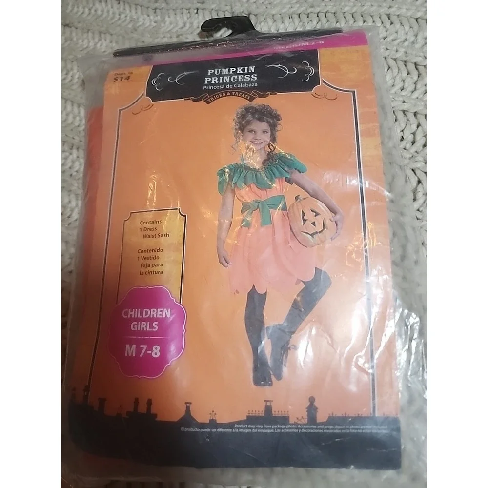 NEW Girl Halloween costume ~ New children Pumpkin Princess dress Medium 7-8